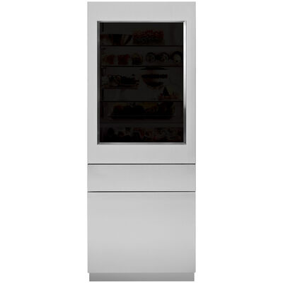 Monogram 30 in. Integrated Refrigerator Glass Door Panel, Left Hinged - Stainless Steel | ZKGSN849NLH