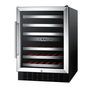 Summit 24 in. Undercounter Wine Cooler with Wood Racks, Dual Temperature Zones & 46 Bottle Capacity - Stainless Steel, , hires