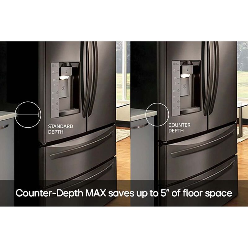 LG 36 in. 26.5 cu. ft. Smart Counter Depth French Door Refrigerator with Internal Water Dispenser - Stainless Steel, Stainless Steel, hires