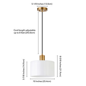 Hudson & Canal Henri 10 in. Pendant with White Milk Glass - Brass, , hires