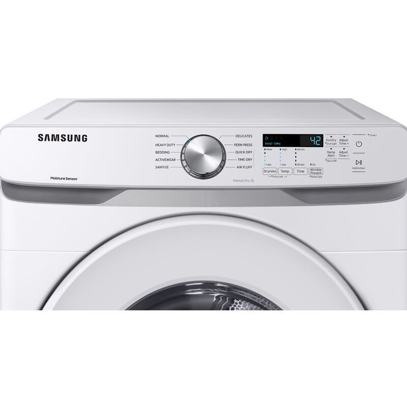 Samsung 27 in. 7.5 cu. ft. Stackable Electric Dryer with Sanitize Cycle & Sensor Dry - White, White, hires