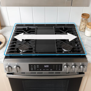 GE 30 in. 5.3 cu. ft. Smart Air Fry Standard Convection Gas Range with 5 Sealed Burners & Griddle - Stainless Steel, Stainless Steel, hires