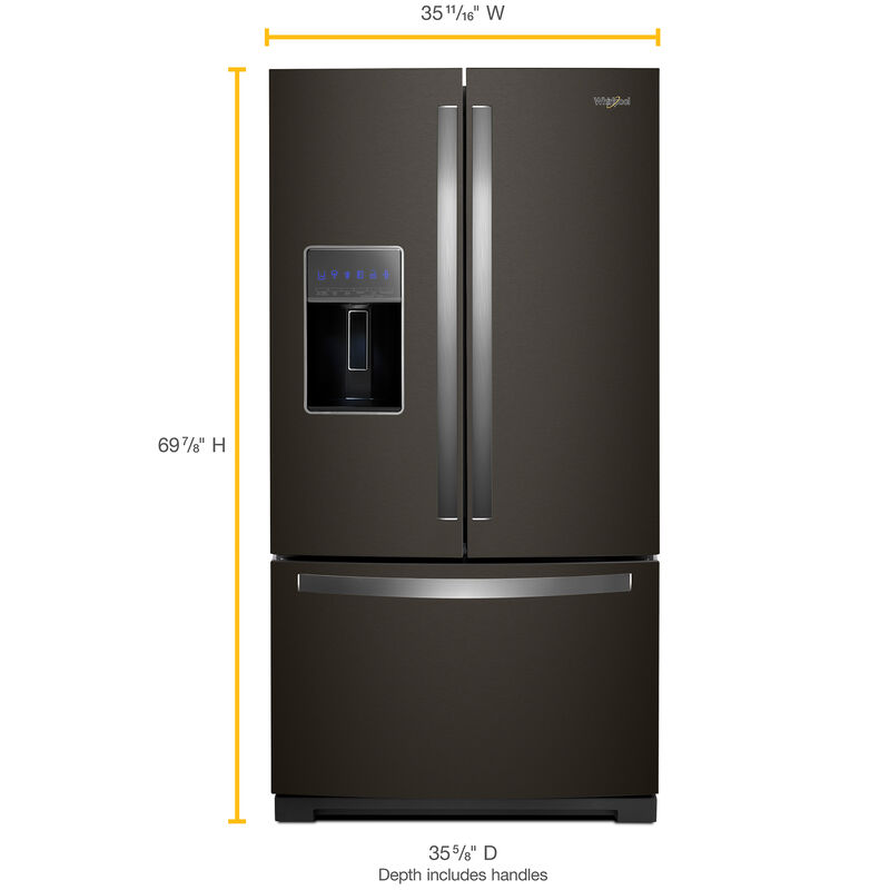 Whirlpool 36 in. 26.8 cu. ft. French Door Refrigerator with Filtered Ice & Water Dispenser - Black Stainless, Black Stainless, hires