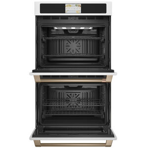 Cafe Professional Series 30 in. 10 cu. ft. Smart Top Control Electric Double Wall Oven with True European Convection - Matte White, Matte White, hires