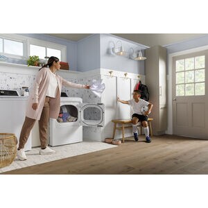 GE 27 in. 7.4 cu. ft. Electric Dryer with Sanitize Cycle & Sensor Dry - White, , hires