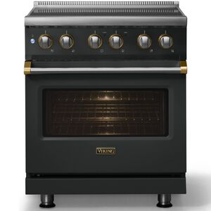 Viking 5 Series 30 in. 4.7 cu. ft. True European Convection Electric Range with 4 Induction Burners - Antique Bronze - Brushed Brass Trim Option, , hires