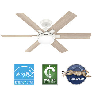 Hunter 52 in. Georgetown Energy Star HunterExpress Ceiling Fan with LED Light Kit & Handheld Remote - Fresh White, , hires