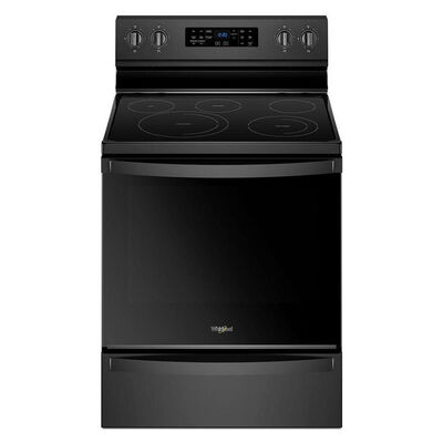 Whirlpool 30 in. 6.4 cu. ft. Standard Convection Oven Freestanding Electric Range with 5 Smoothtop burners - Black | WFE775H0HB