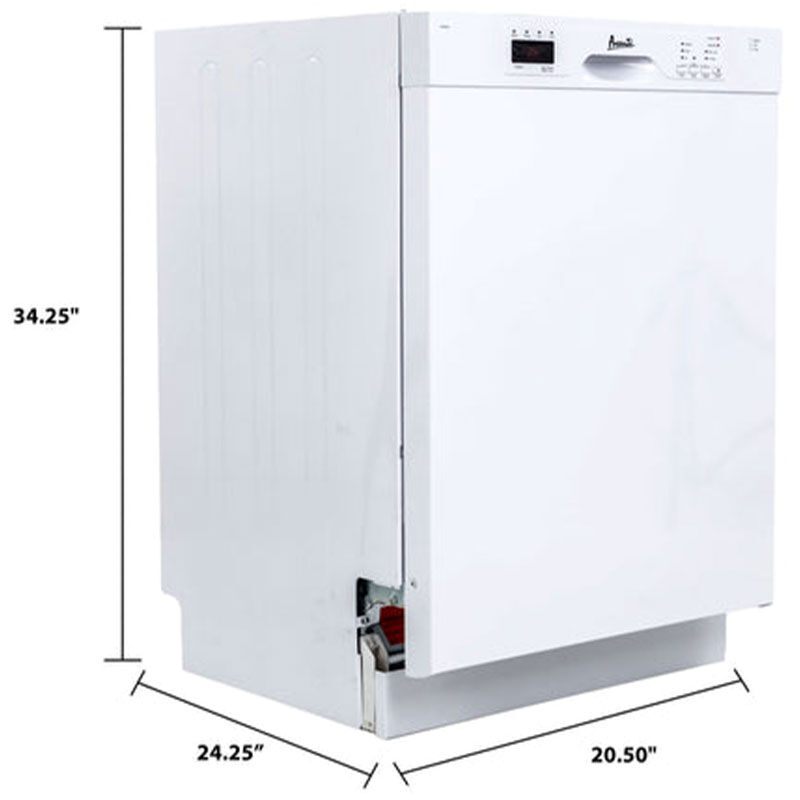 Avanti 24 in. Front Control Dishwasher with 57 dBa Sound Level & Pocket - White, , hires