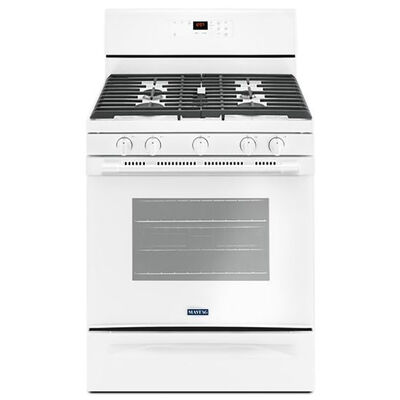 Maytag 30 in. 5.0 cu. ft. Oven Freestanding Gas Range with 5 Sealed Burners - White | MGR6600FW