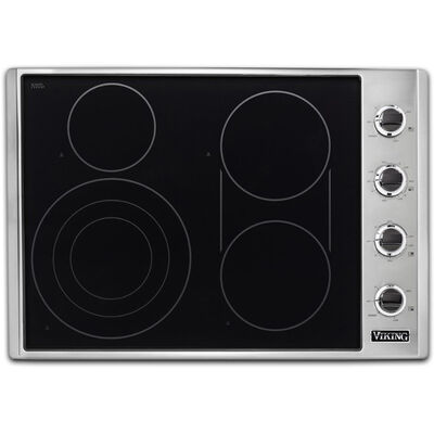 Viking 5 Series 30 in. 4-Burner Electric Cooktop with Power Burner - Stainless Steel | VECU53014BSB