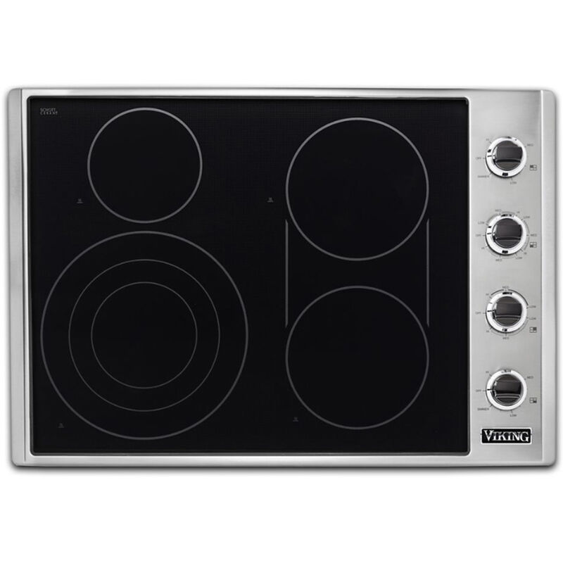 Viking 5 Series 30 in. 4-Burner Electric Cooktop with Power Burner - Stainless Steel, , hires