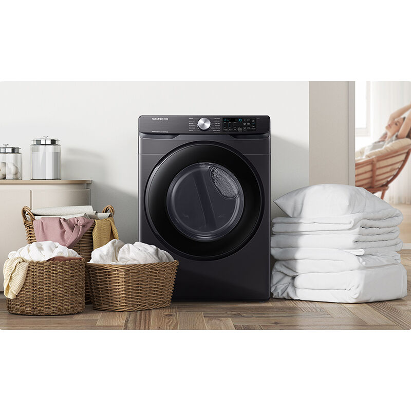 Samsung 27 in. 7.5 cu. ft. Smart Stackable Electric Dryer with Sanitize Cycle & Sensor Dry - Brushed Black, Brushed Black, hires