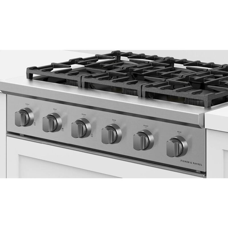 Fisher & Paykel Series 9 36 in. 6-Burner LP Gas Rangetop with Simmer Burner & Power Burner - Stainless Steel, , hires