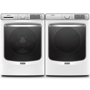 Maytag 27 in. 7.3 cu. ft. Smart Stackable Gas Dryer with Extra Power Button, Industry-Exclusive Extra Moisture Sensor, Sanitize & Steam Cycle - White, White, hires