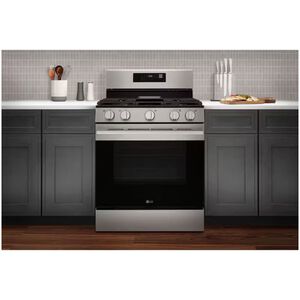 LG 30 in. 6.3 cu. ft. Smart Air Fry True European Convection Gas Range with 5 Sealed Burners & Griddle - Stainless Steel, , hires
