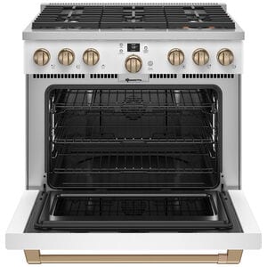 Cafe 36 in. 5.7 cu. ft. Smart Air Fry True European Convection Dual Fuel Range with 6 Sealed Burners - Matte White, Matte White, hires