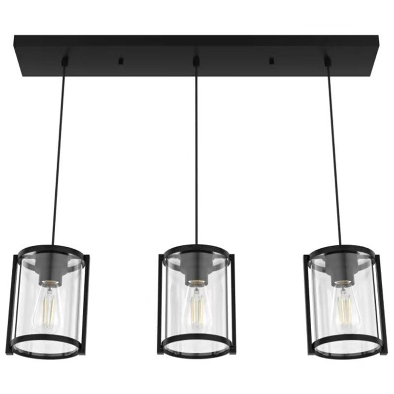 Hunter Astwood 9 in. 3-Light Linear Cluster Ceiling Light with Clear Glass - Matte Black, , hires