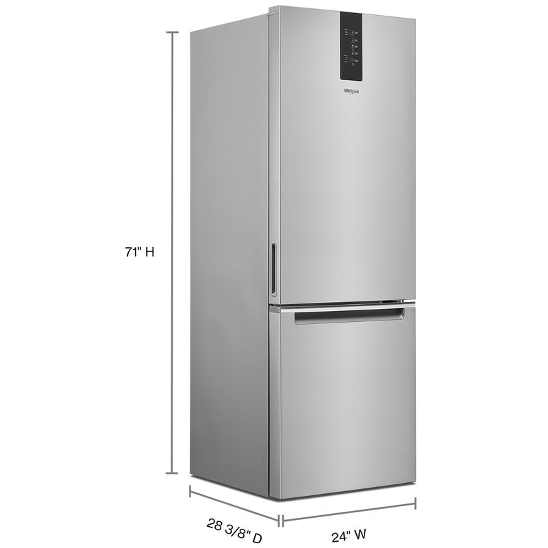 Whirlpool 24 in. 12.9 cu. ft. Counter Depth Bottom Freezer Refrigerator - Stainless Steel, Stainless Steel, hires