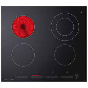 Fisher & Paykel Series 5 24 in. 4-Burner Electric Cooktop with Simmer Burner - Black Glass, , hires