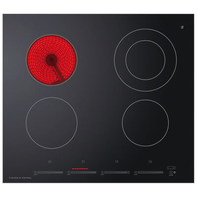 Fisher & Paykel Series 5 24 in. 4-Burner Electric Cooktop with Simmer Burner - Black Glass | CE244DTB1