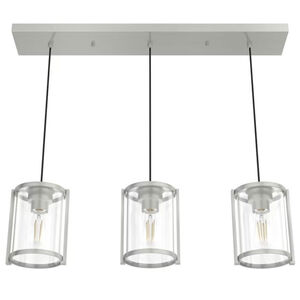 Hunter Astwood 9 in. 3-Light Linear Cluster Ceiling Light with Clear Glass - Brushed Nickel, , hires