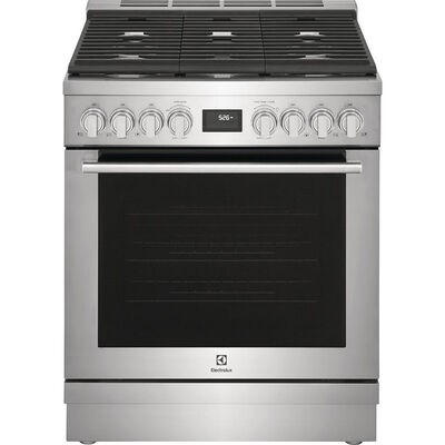 Electrolux 30 in. 4.6 cu. ft. Convection Oven Freestanding Dual Fuel Range with 5 Sealed Burners - Stainless Steel | ECFD3068AS