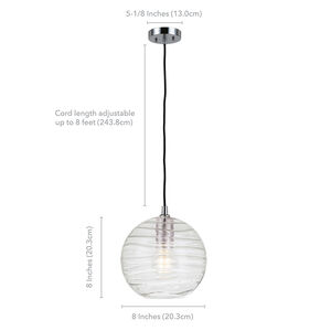 Hudson & Canal Wayve 8 in. Pendant with Rippled Clear Glass - Polished Nickel, , hires