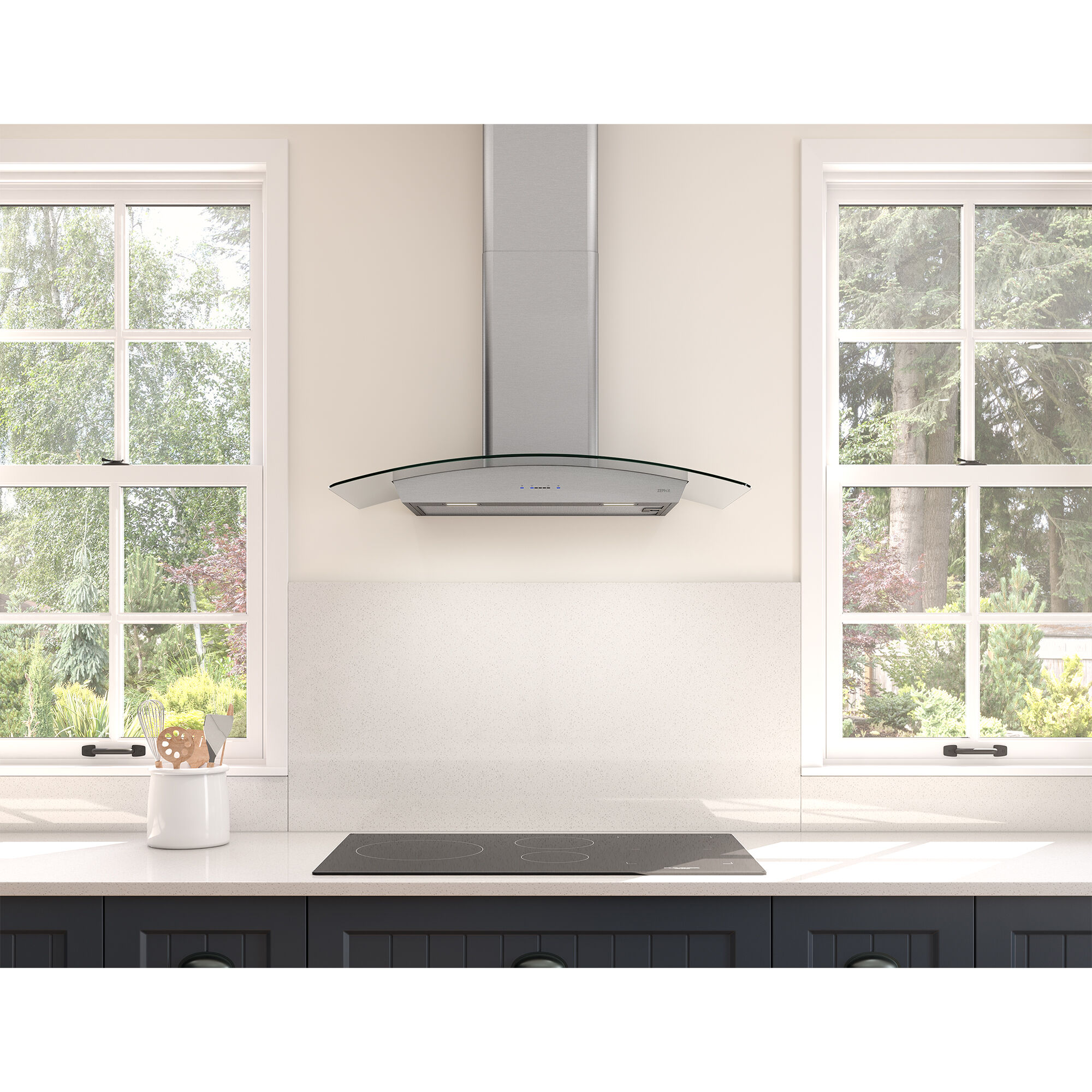 Zephyr 36 in. Convertible Chimney Style Range Hood with 600 CFM, 5