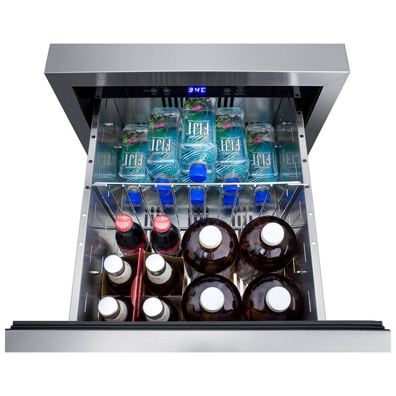 Summit 18 in. 3.4 cu. ft. Outdoor Double Refrigerator Drawers - Stainless Steel/Panel Ready, , hires