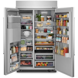 KitchenAid 48 in. 29.4 cu. ft. Built-In Counter Depth Side by Side Refrigerator with Ice & Water Dispenser - Stainless Steel with PrintShield Finish, Stainless Steel with PrintShield Finish, hires