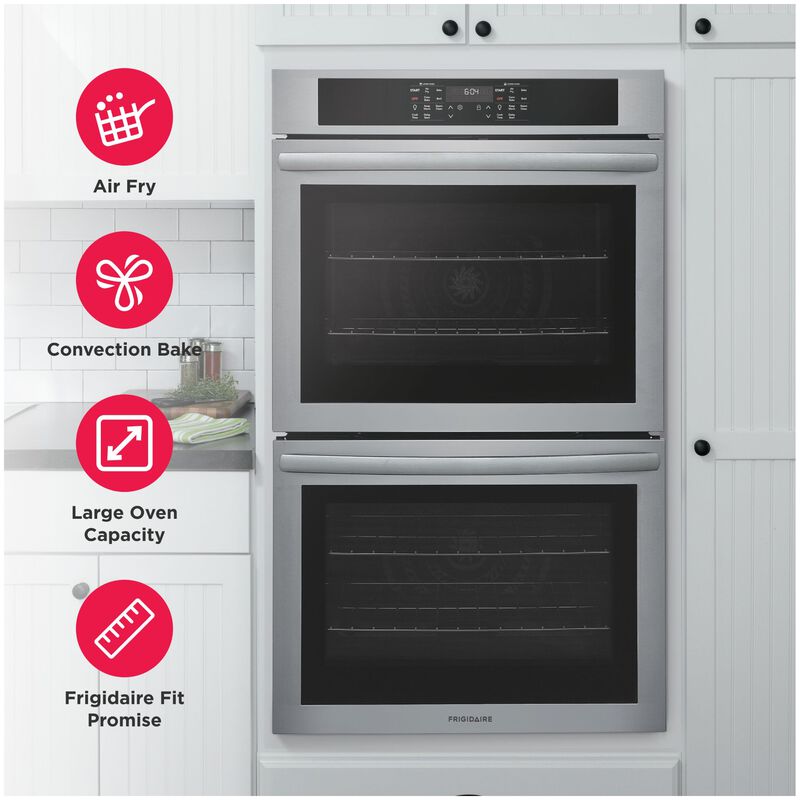 Frigidaire 30 in. 10.6 cu. ft. Top Control Electric Double Wall Oven With Standard Convection - Stainless Steel, Stainless Steel, hires