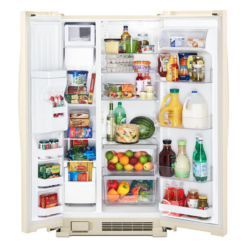 Whirlpool 36 in. 24.6 cu. ft. Side-by-Side Refrigerator with Ice & Water Dispenser - Biscuit, Biscuit, hires