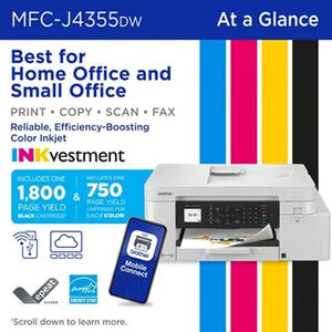 Brother INKvestment 4355 Wireless Color Inkjet All-in-One Printer with 1.8" Color Display and Manual Feed Slot, , hires