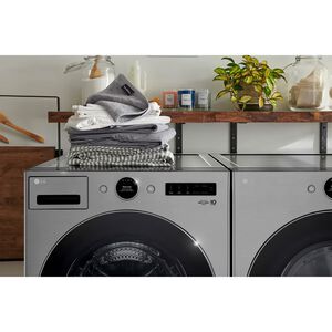 LG 27 in. 4.5 cu. ft. Smart Stackable Front Load Washer with AI DD Built-In Intelligence, TurboWash 360 Technology, Allergiene, Sanitize & Steam Wash Cycle - Graphite Steel, , hires