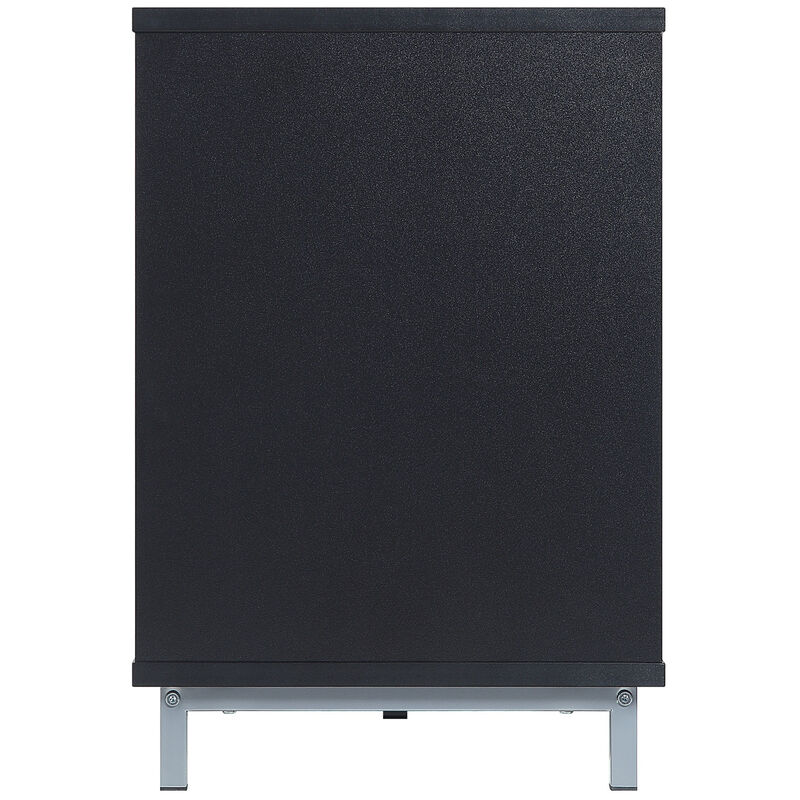 Manhattan Comfort Brighton 60" TV Stand with Glass Shelves & Media Wire Management - Onyx, , hires