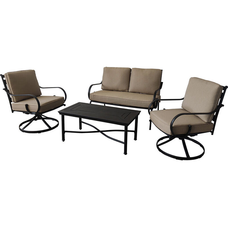 Hanover Montclair 4 Piece Patio, Patio Furniture Conversation Set With Swivel Chairs