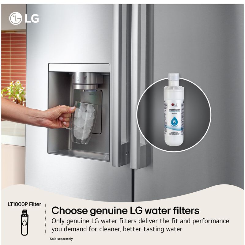 LG 36 in. 26.5 cu. ft. Smart Counter Depth French Door Refrigerator with Internal Water Dispenser - Stainless Steel, Stainless Steel, hires
