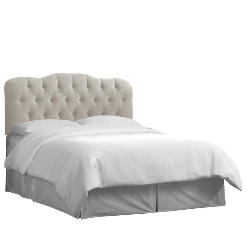 Skyline Furniture Tufted Velvet Fabric Full Size Upholstered Headboard - Light Grey, Gray, hires