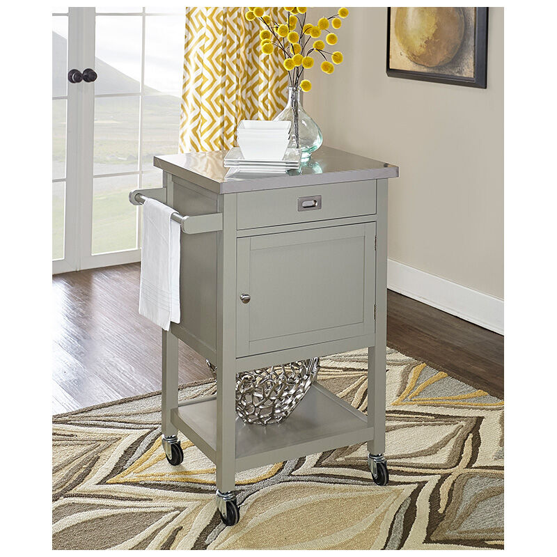 Nolan Stainless Steel Top Apartment Kitchen Cart-Gray, , hires