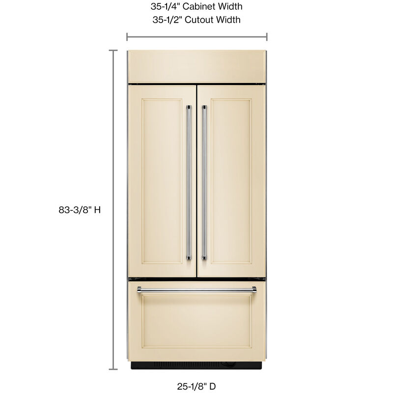 KitchenAid 36 in. Built-In 20.8 cu. ft. French Door Refrigerator - Custom Panel Ready, Custom Panel Required, hires
