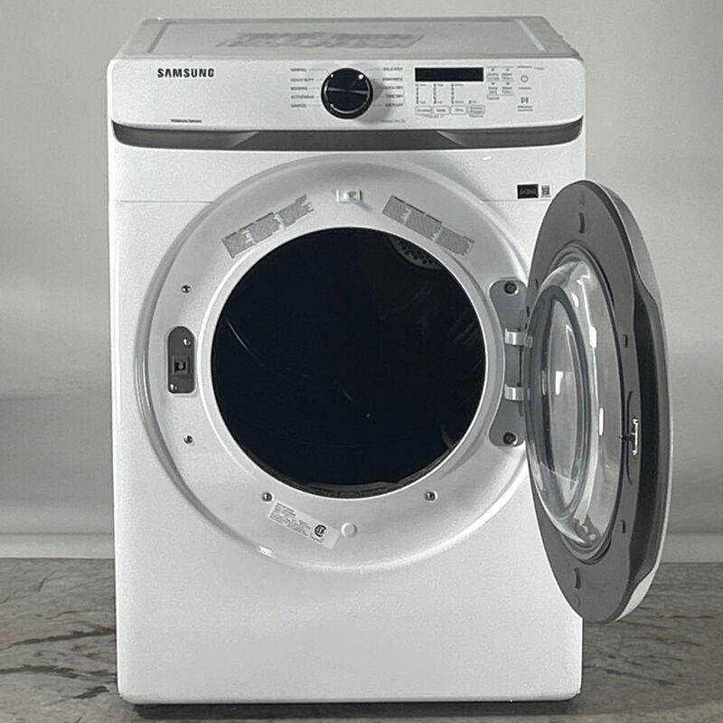 Samsung 27 in. 7.5 cu. ft. Front Loading Electric Dryer with 10 Dryer Programs, 9 Dry Options, Sanitize Cycle, Wrinkle Care & Sensor Dry - White (Open Box Good Condition), , hires