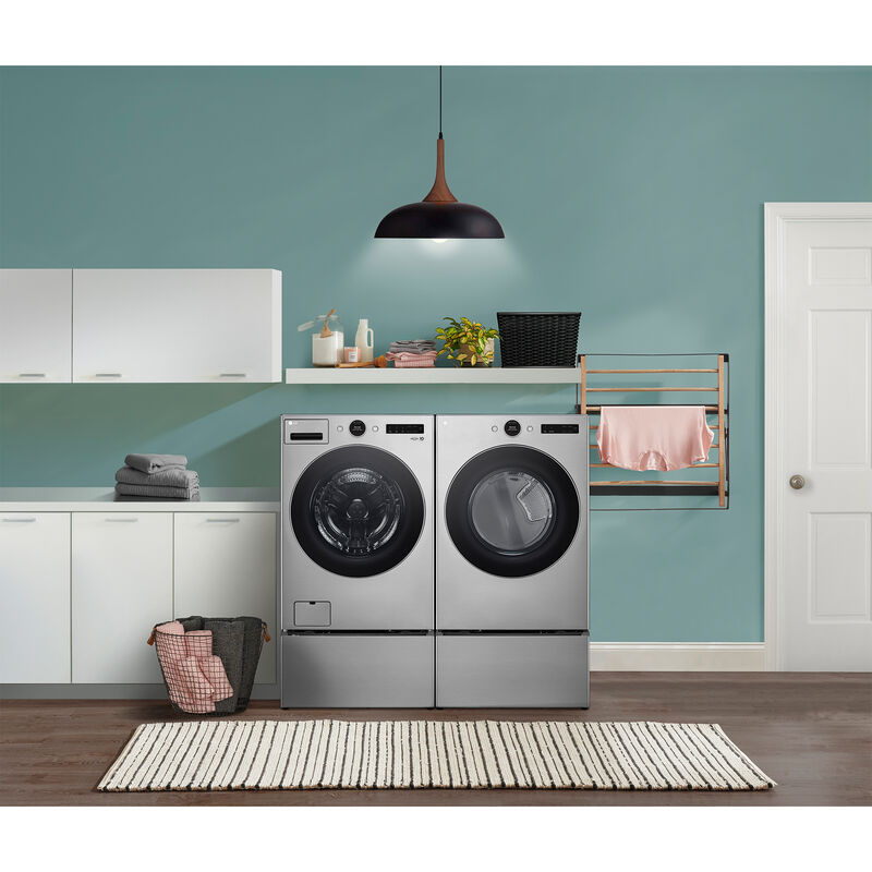 LG 27 in. 7.4 cu. ft. Smart Stackable Electric Dryer with AI Sensor Dry, Turbo Steam, Sanitize & Steam Cycle - Graphite Steel, Graphite Steel, hires