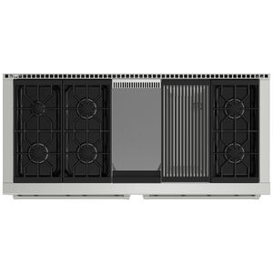 Wolf 60 in. 8.8 cu. ft. Standard Convection Double Oven Gas Range with 6 Sealed Burners, Grill & Griddle - Stainless Steel, , hires