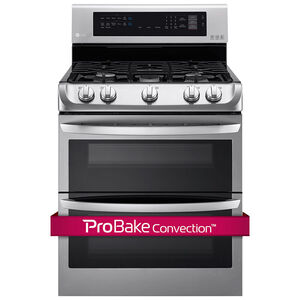LG 30 in. 6.9 cu. ft. Convection Double Oven Freestanding Gas Range with 5 Sealed Burners - Stainless Steel, , hires