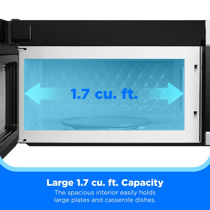 Midea 30 in. 1.7 cu. ft. 1000W Over-the-Range Microwave with 300 CFM - Black, , hires