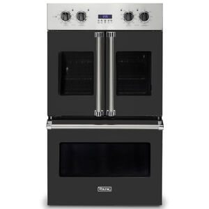Viking 7 Series 30 in. 9.4 cu. ft. Electric Double French Door Wall Oven with True European Convection & Self Clean - Cast Black, , hires