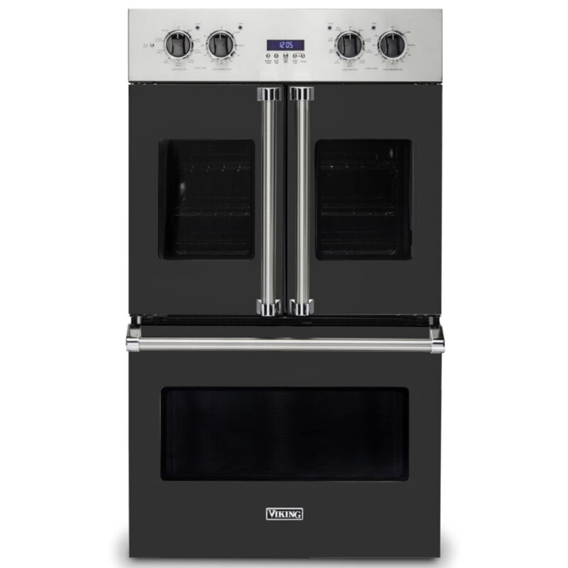 Viking 7 Series 30 in. 9.4 cu. ft. Top Control Electric Double Wall Oven with True European Convection - Cast Black, , hires