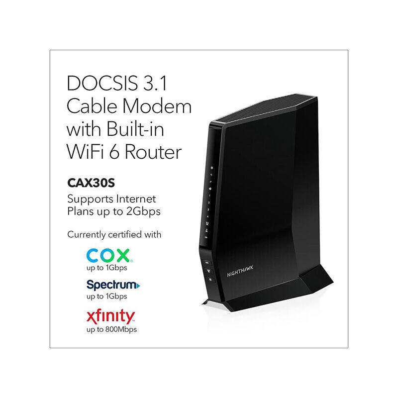 Netgear Nighthawk DOCSIS 3.1 2.7Gbps 2-in-1 Cable Modem + WiFi 6 Router with 90 days of Netgear Armor included, , hires