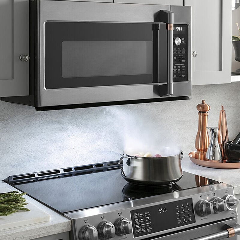 Cafe 30 in. 1.7 cu. ft. 950W Over-the-Range Microwave with 300 CFM, Convection & Sensor Cooking - Stainless Steel, Stainless Steel, hires